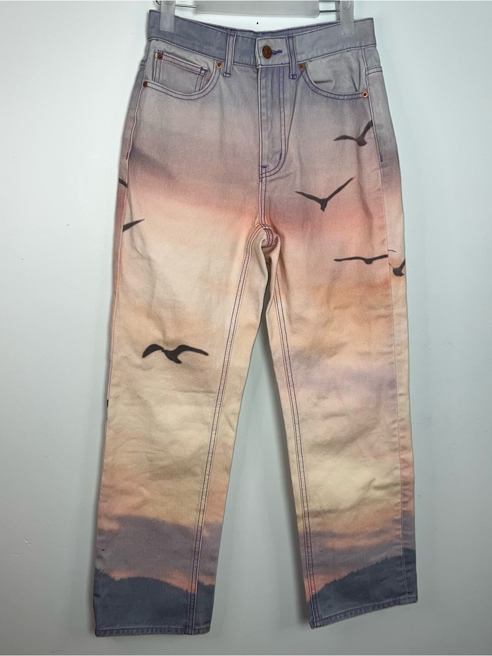 BDG Urban Outfitters Cowboy Jean Sunset Bird Print Size 26 - Picture 3 of 17